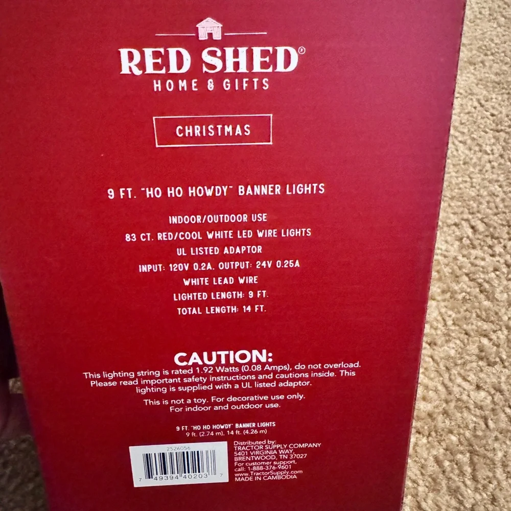 Red Shed 'Ho Ho Howdy' Holiday String Lights - Red